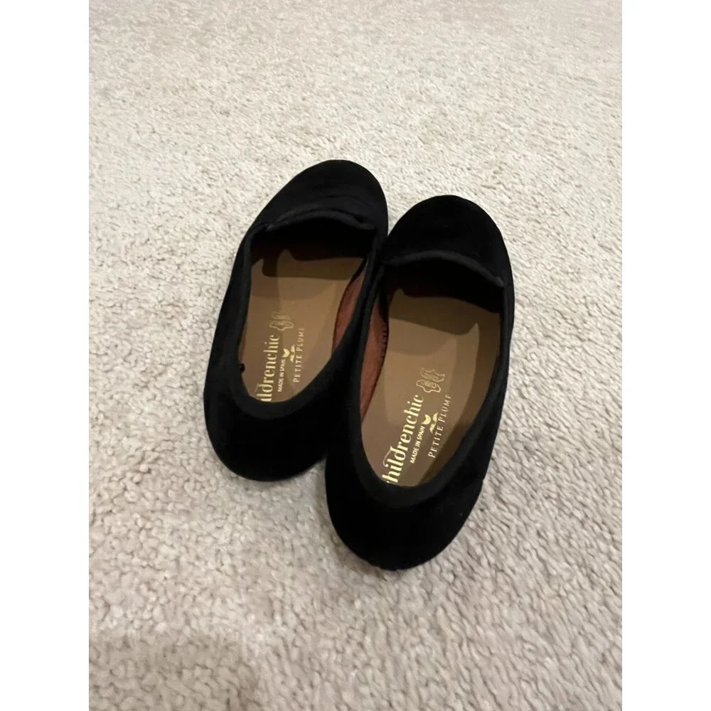 NWOT Petite Plume Kid's Hamptons Loafer Black Velvet 32 US‎ 1